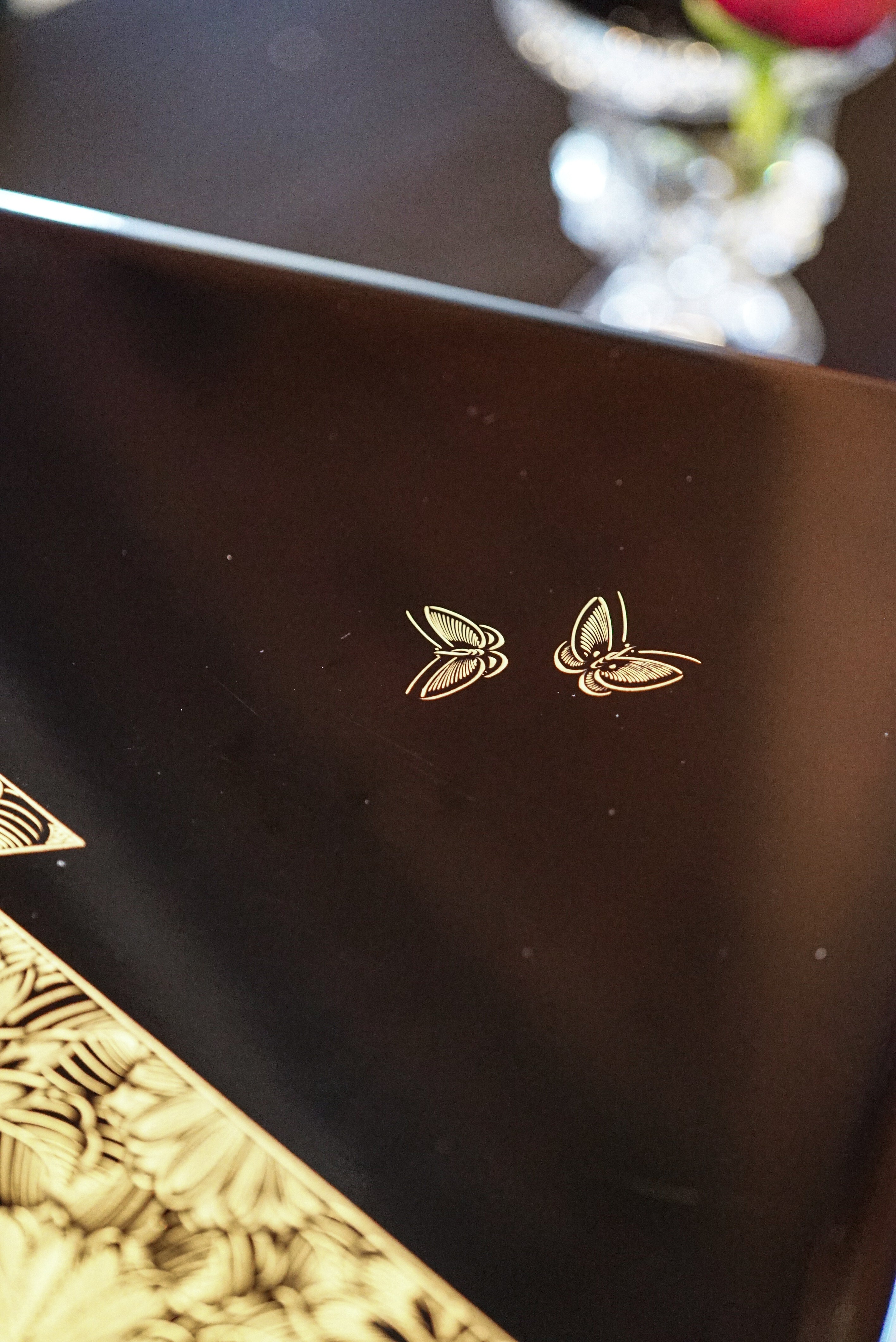 V:Wajima Lacquerware Jubako with Butterfly Chinkin