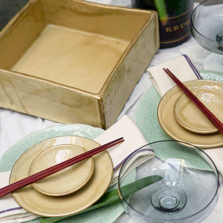 白と金 角皿